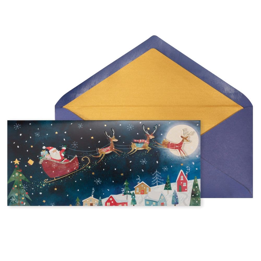 Santa Reindeer Night Sky 8 Count Boxed Christmas Cards Main Product Image width="1000" height="1000"