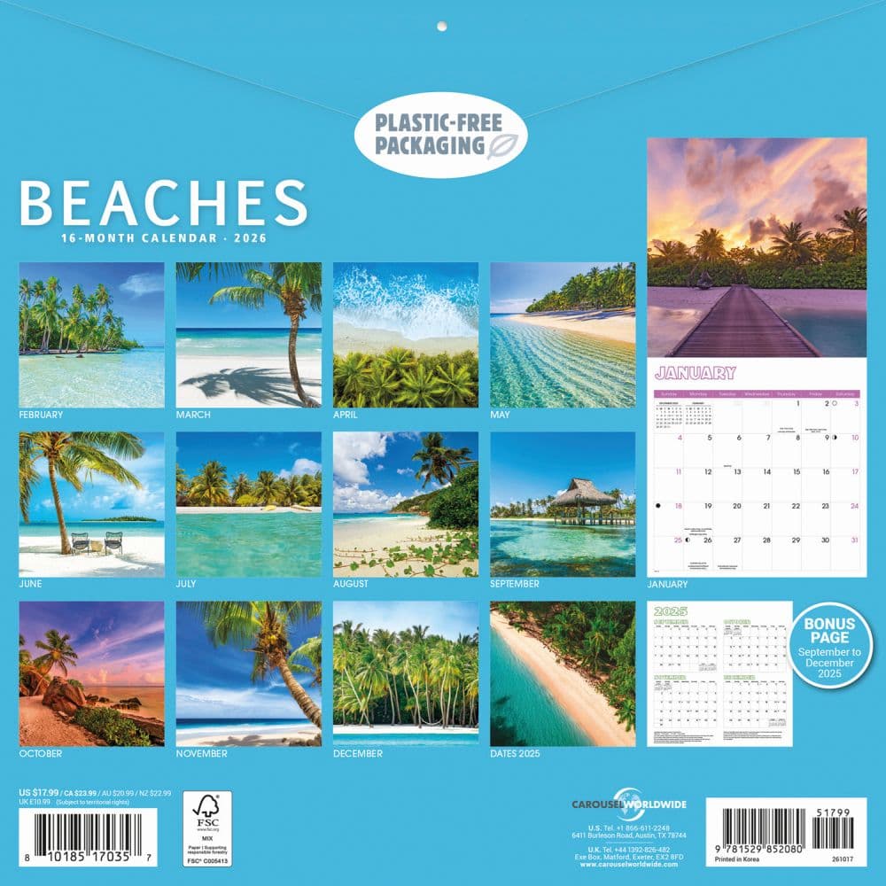 Beaches 2026 Wall Calendar First Alternate Image
