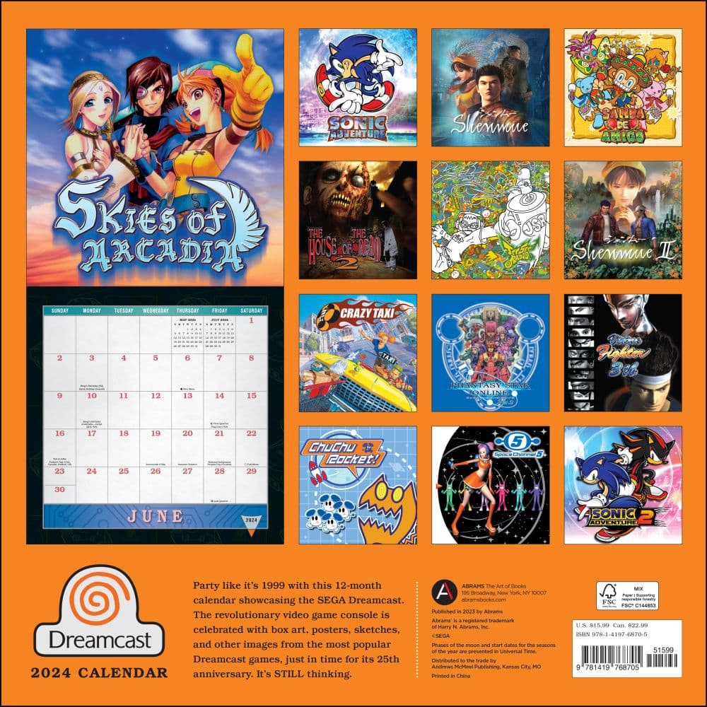 Sega Dreamcast 2024 Wall Calendar First Alternate Image width=&quot;1000&quot; height=&quot;1000&quot;