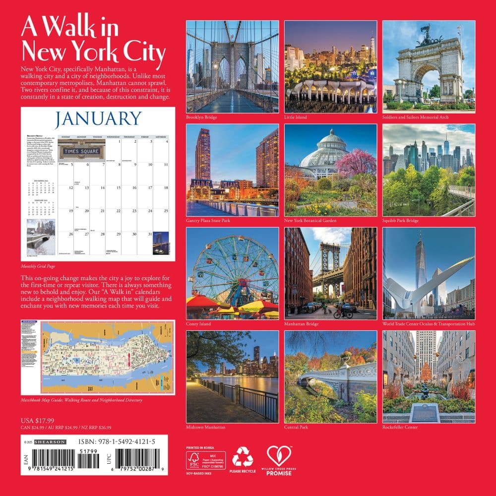 Walk in New York City 2025 Wall Calendar