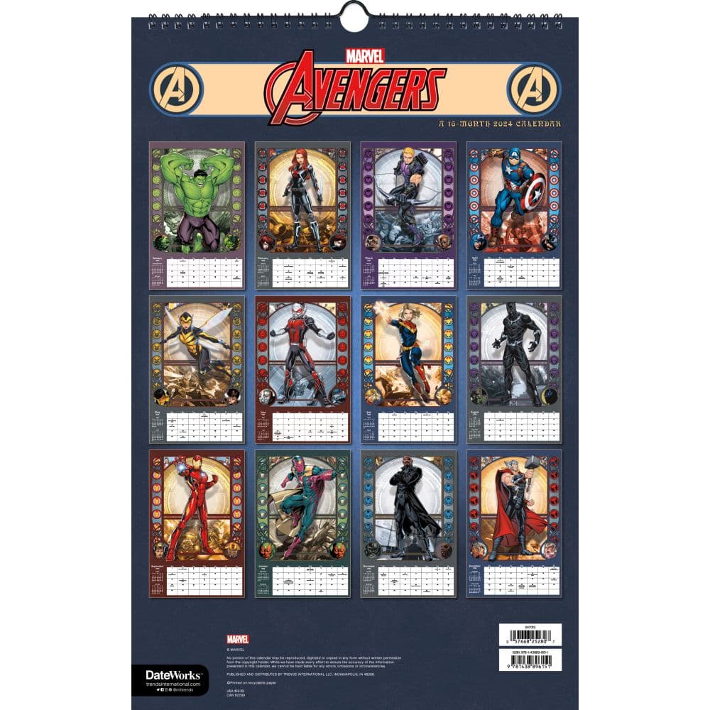 Marvel Avengers Poster 2024 Wall Calendar