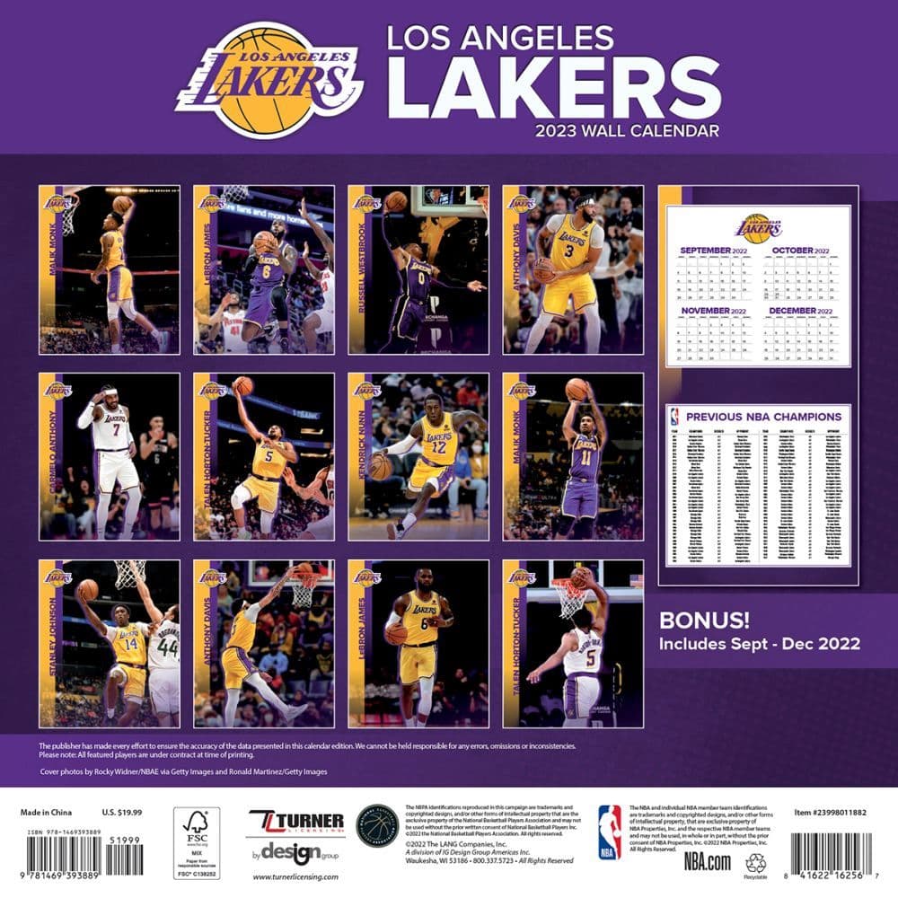 Lakers Calendar 2023