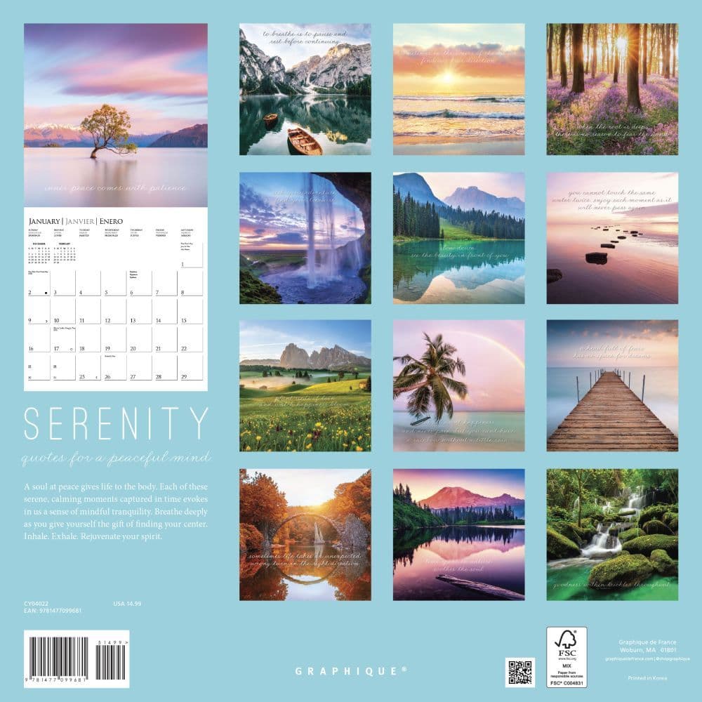Serenity 2022 Wall Calendar