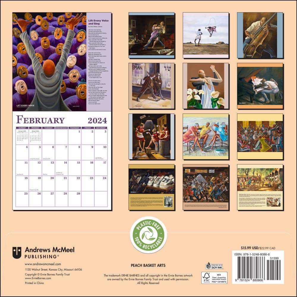 Ernie Barnes 2024 Wall Calendar