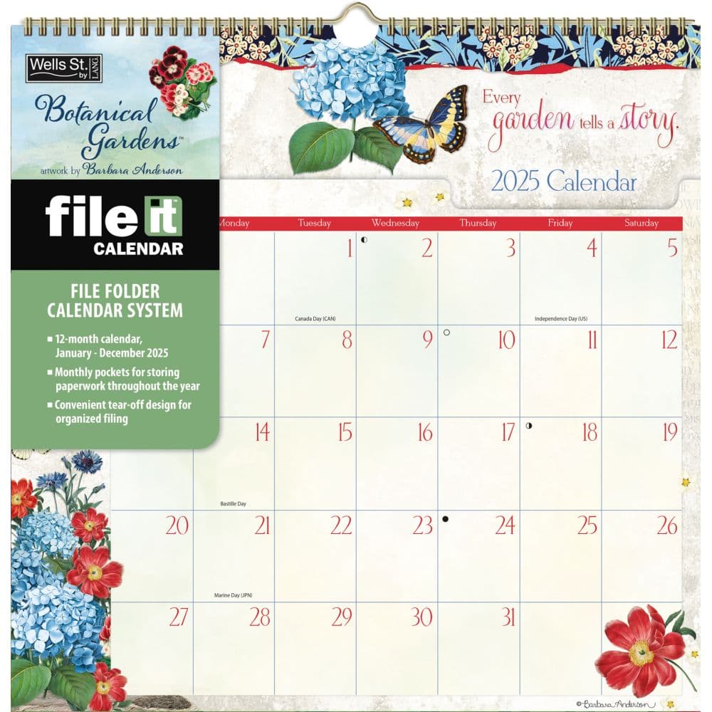 Botanical Gardens by Barbara Anderson 2025 File It Wall Calendar_Main Image