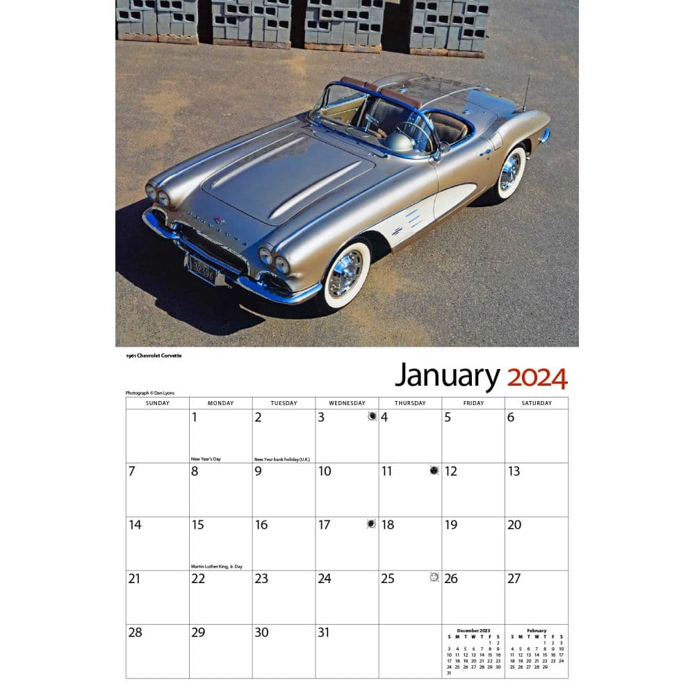 Corvettes Classic 2024 Wall Calendar
