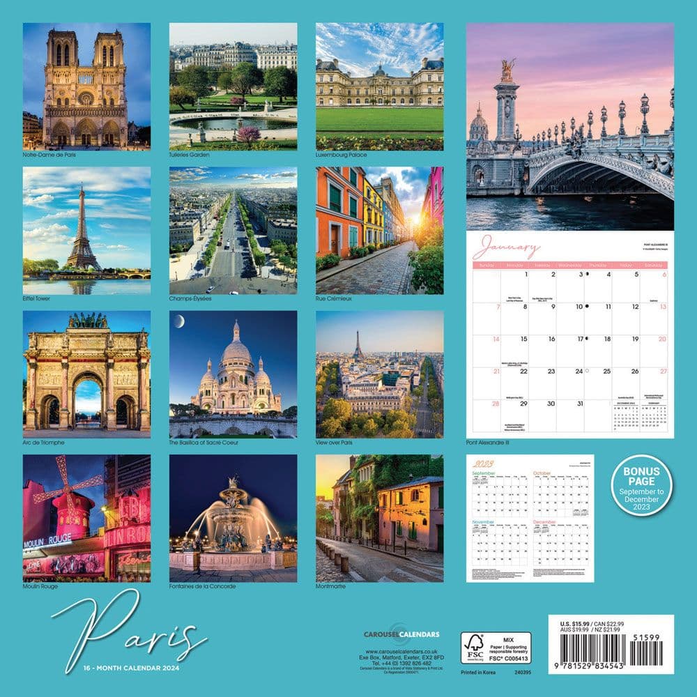 Paris 2024 Wall Calendar