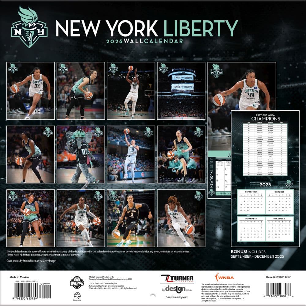 WNBA New York Liberty 2026 Wall Calendar First Alternate Image