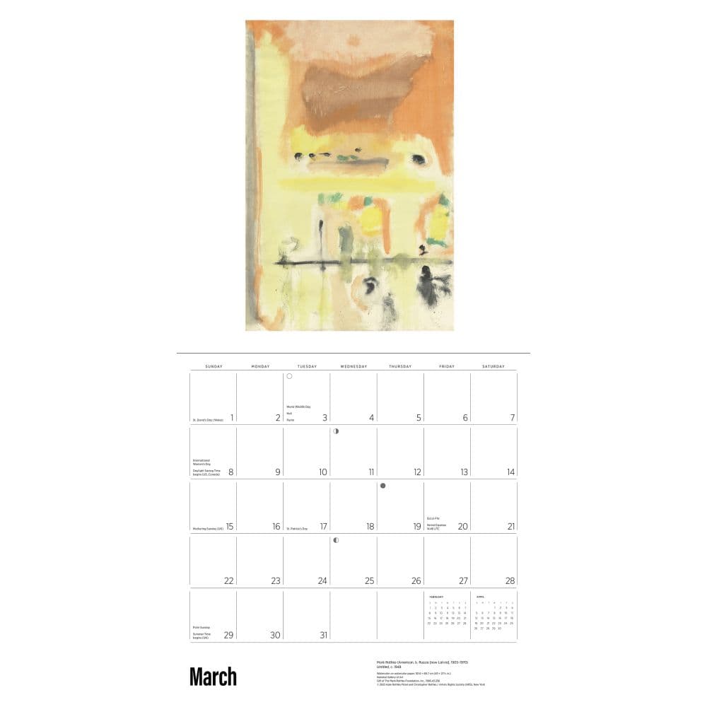 Rothko 2026 Wall Calendar Third Alternate Image