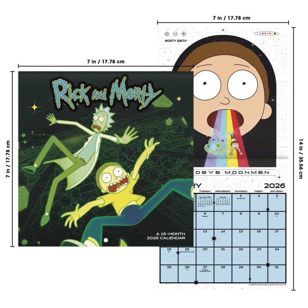 Rick and Morty 2026 Mini Wall Calendar Sixth Alternate Image