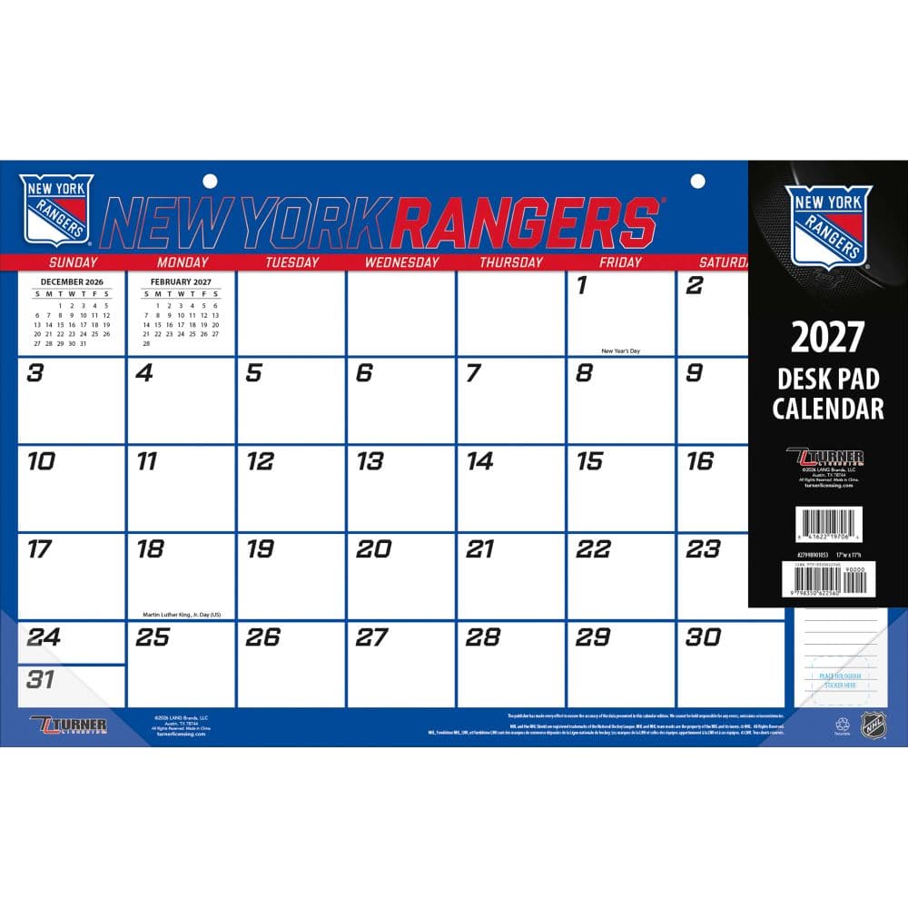 image NHL New York Rangers Small 2027 Desk Pad