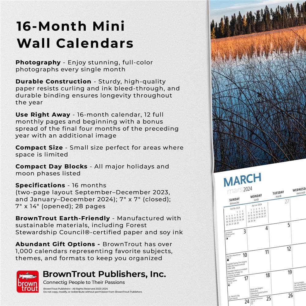 Canadian National Parks 2024 Mini Wall Calendar features
