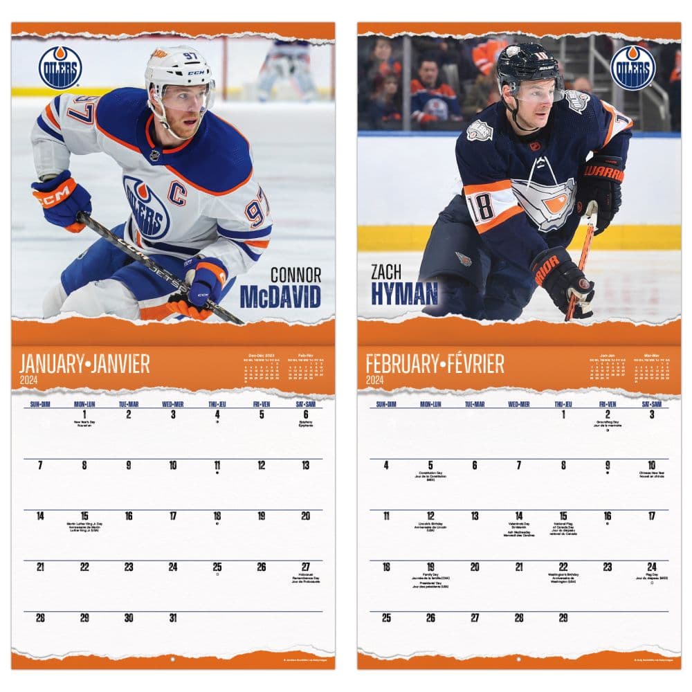 NHL Edmonton Oilers 2024 Wall Calendar Alt4