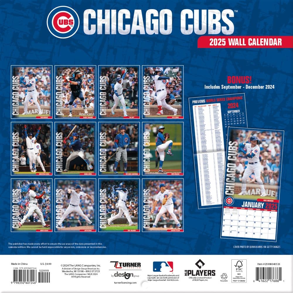 MLB Chicago Cubs 2025 Mini Wall Calendar Fourth Alternate Image