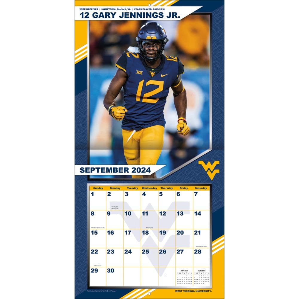 COL West Virginia Mountaineers 2025 Wall Calendar First Alternate Image