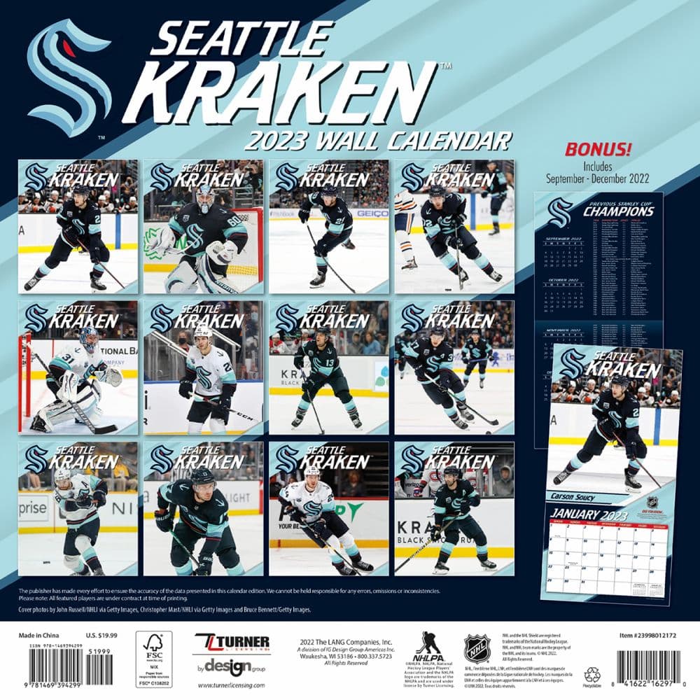 Nhl Seattle Kraken 2023 Wall Calendar 1250788316 Hockey Wall Calendars