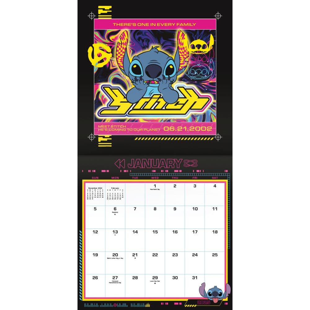 Disney Stitch 2025 Mini Wall Calendar Alt2