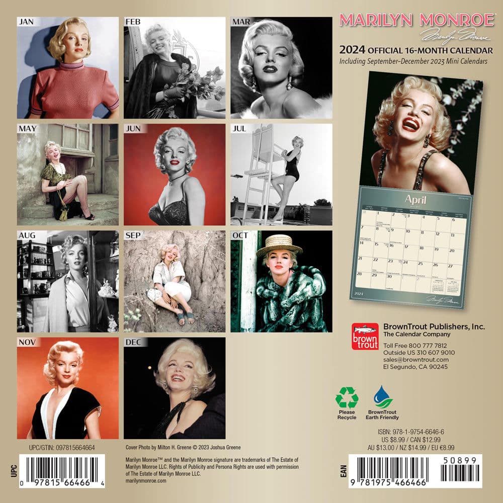 Marilyn Monroe 2024 Mini Wall Calendar - Calendars.com