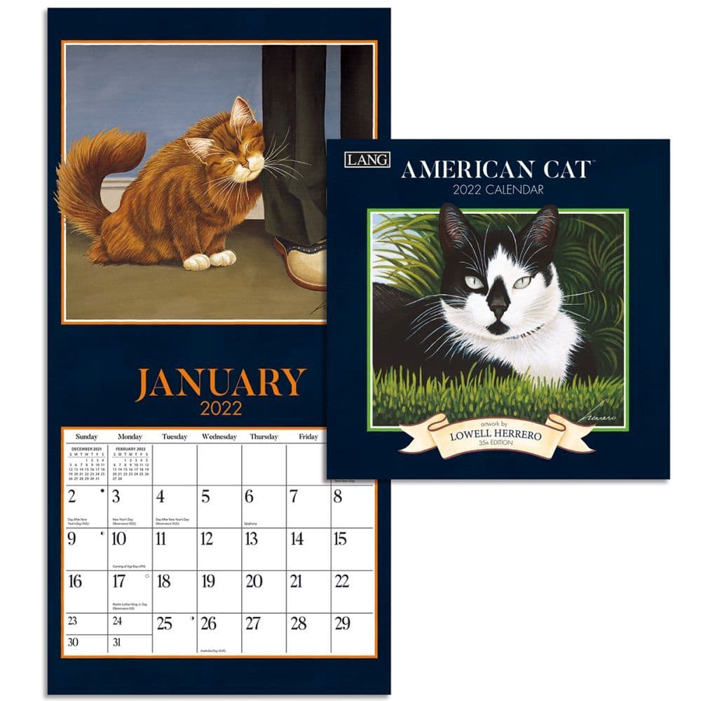  American  Cat 2022  Mini Wall Calendar  Calendars  com
