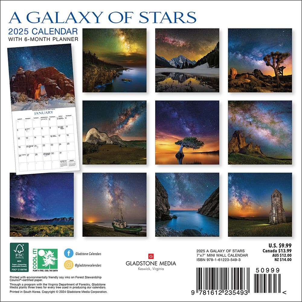 Galaxy of Stars 2025 Mini Wall Calendar First Alternate Image width="1000" height="1000"