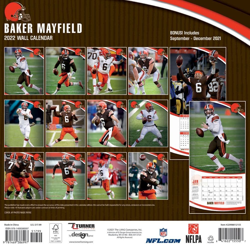 Cleveland Browns Baker Mayfield 2022 Wall Calendar - Calendars.com