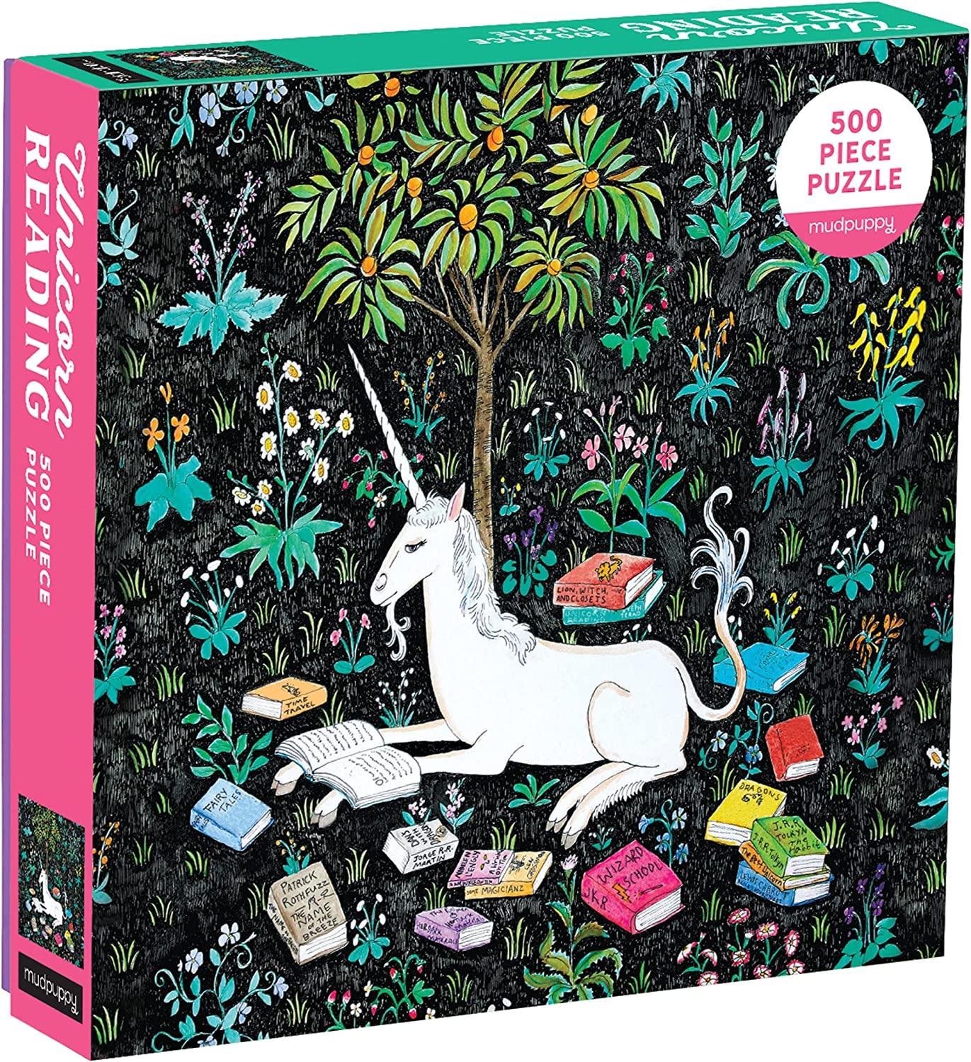 Chronicle Books Unicorn Reading 500 Piece Family Puzzle