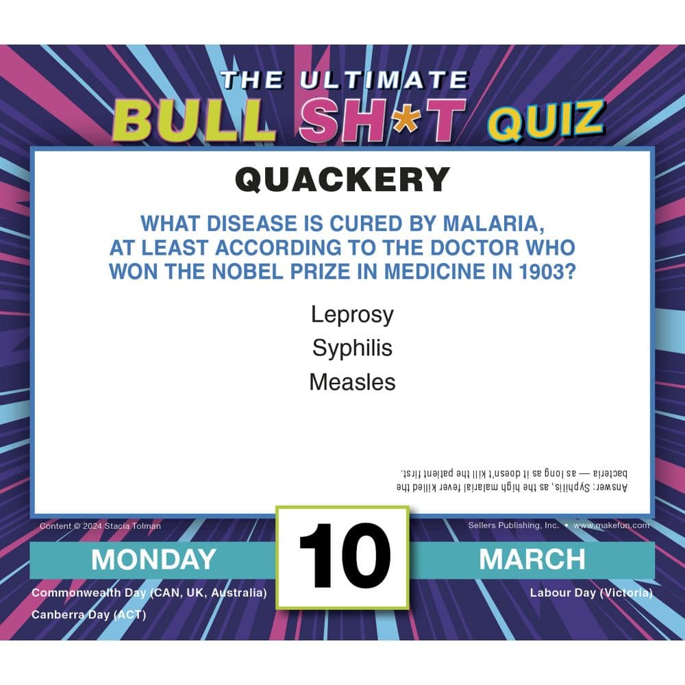 Ultimate Bullsht Quiz 2025 Desk Calendar