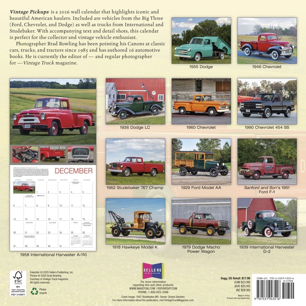 Vintage Pickups 2026 Wall Calendar First Alternate Image