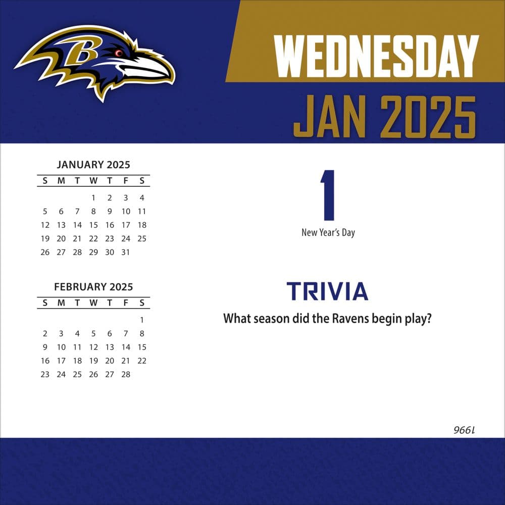 NFL Baltimore Ravens 2025 Desk Calendar First Alternate Image