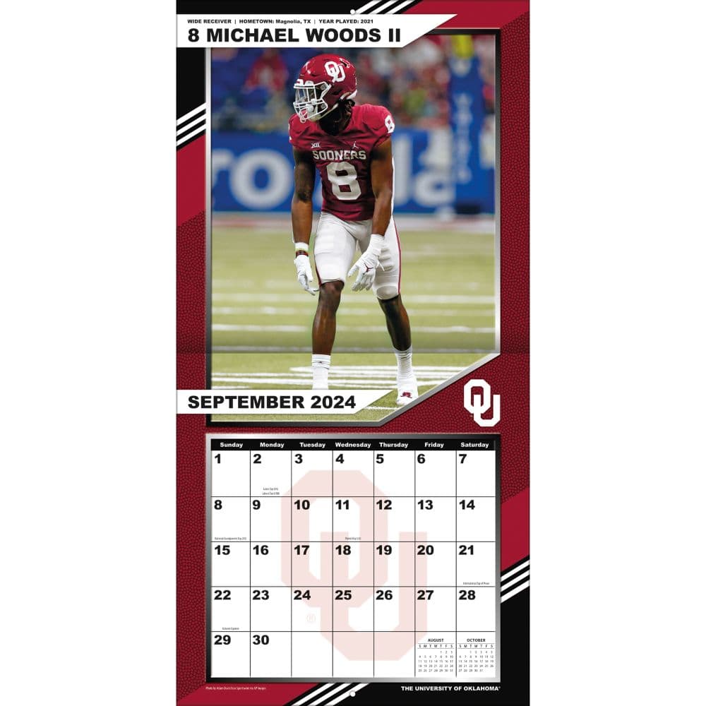 COL Oklahoma Sooners 2025 Wall Calendar First Alternate