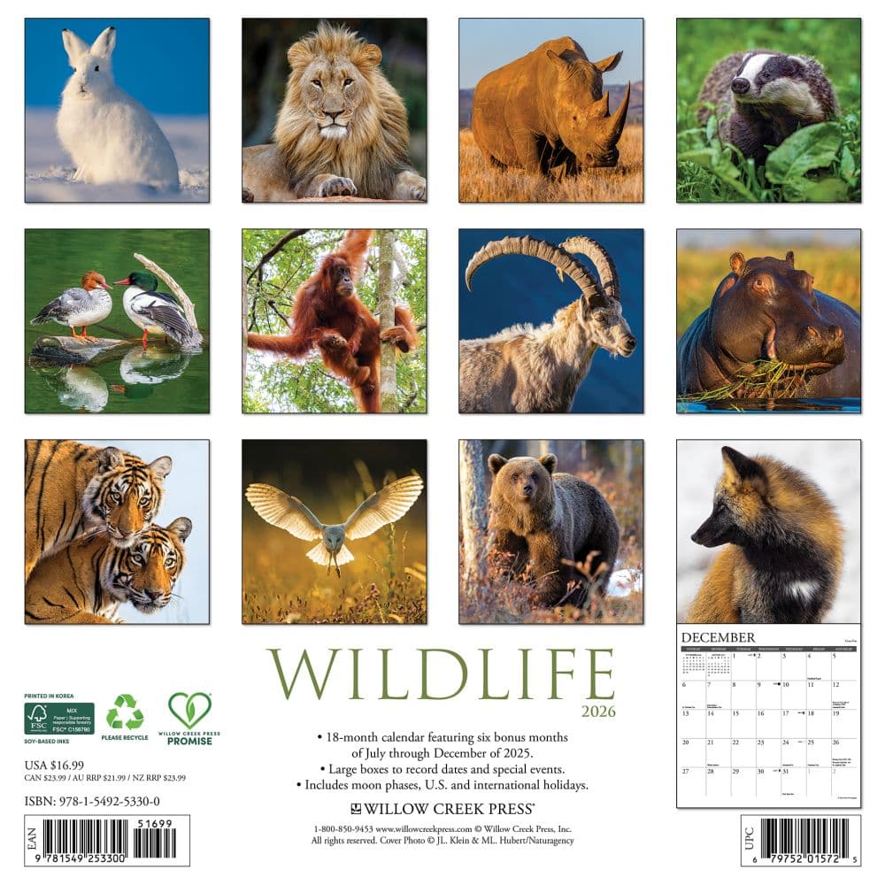 Wildlife 2026 Wall Calendar First Alternate Image