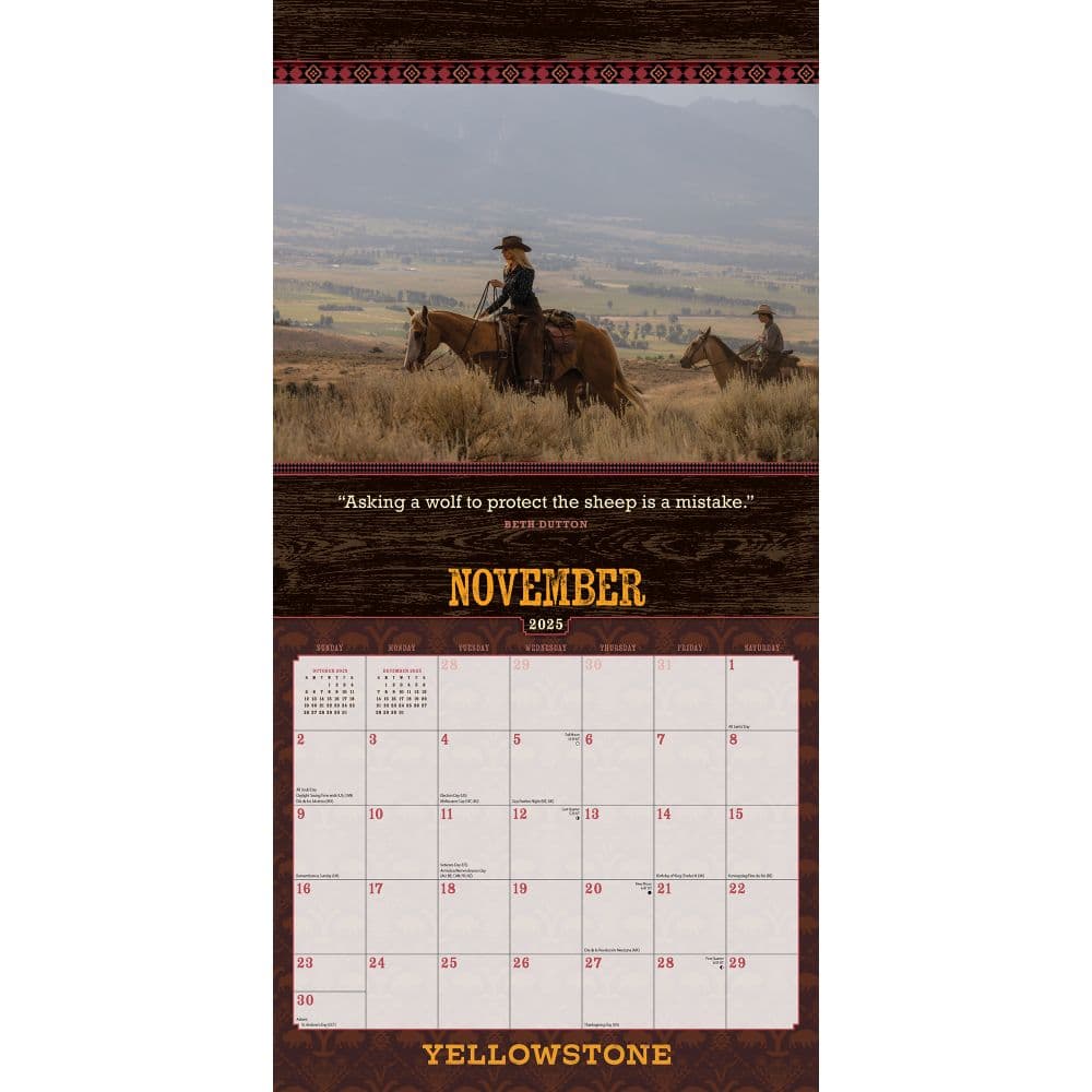 Yellowstone TV 2025 Wall Calendar Thirteenth Alternate Image