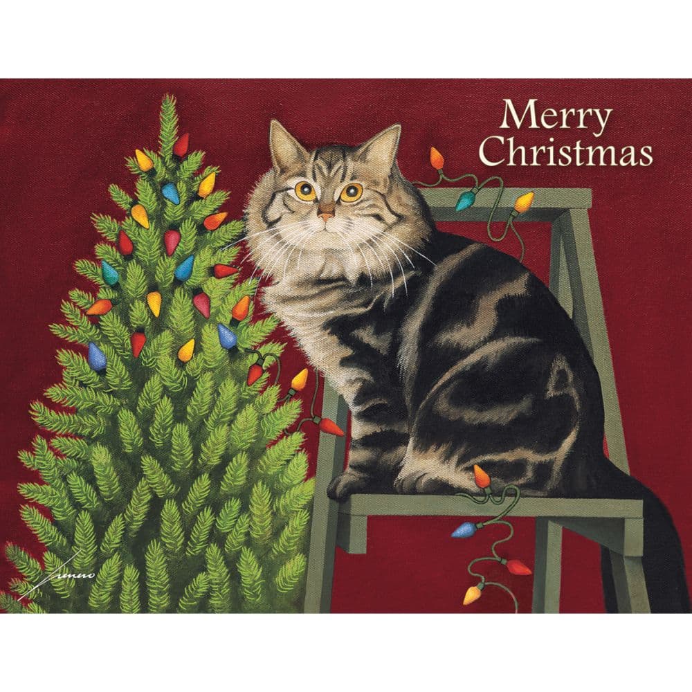 Stringing Lights Boxed Christmas Cards by Lowell Herrero First Alternate Image