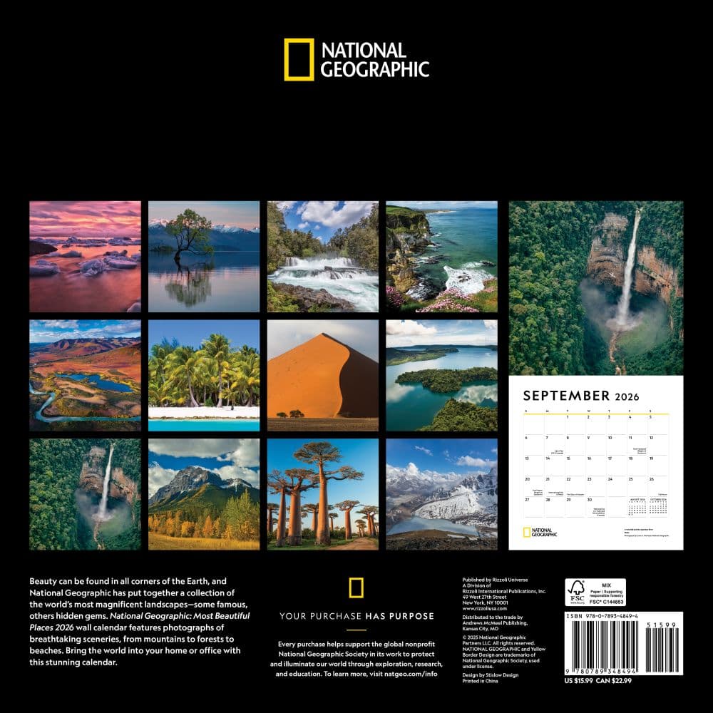 Most Beautiful Places National Geographic 2026 Wall Calendar First Alternate Image