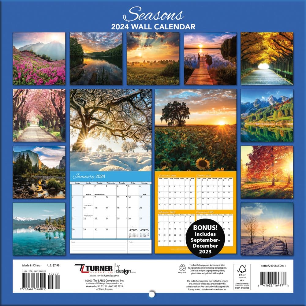 Seasons Photo 2024 Mini Wall Calendar