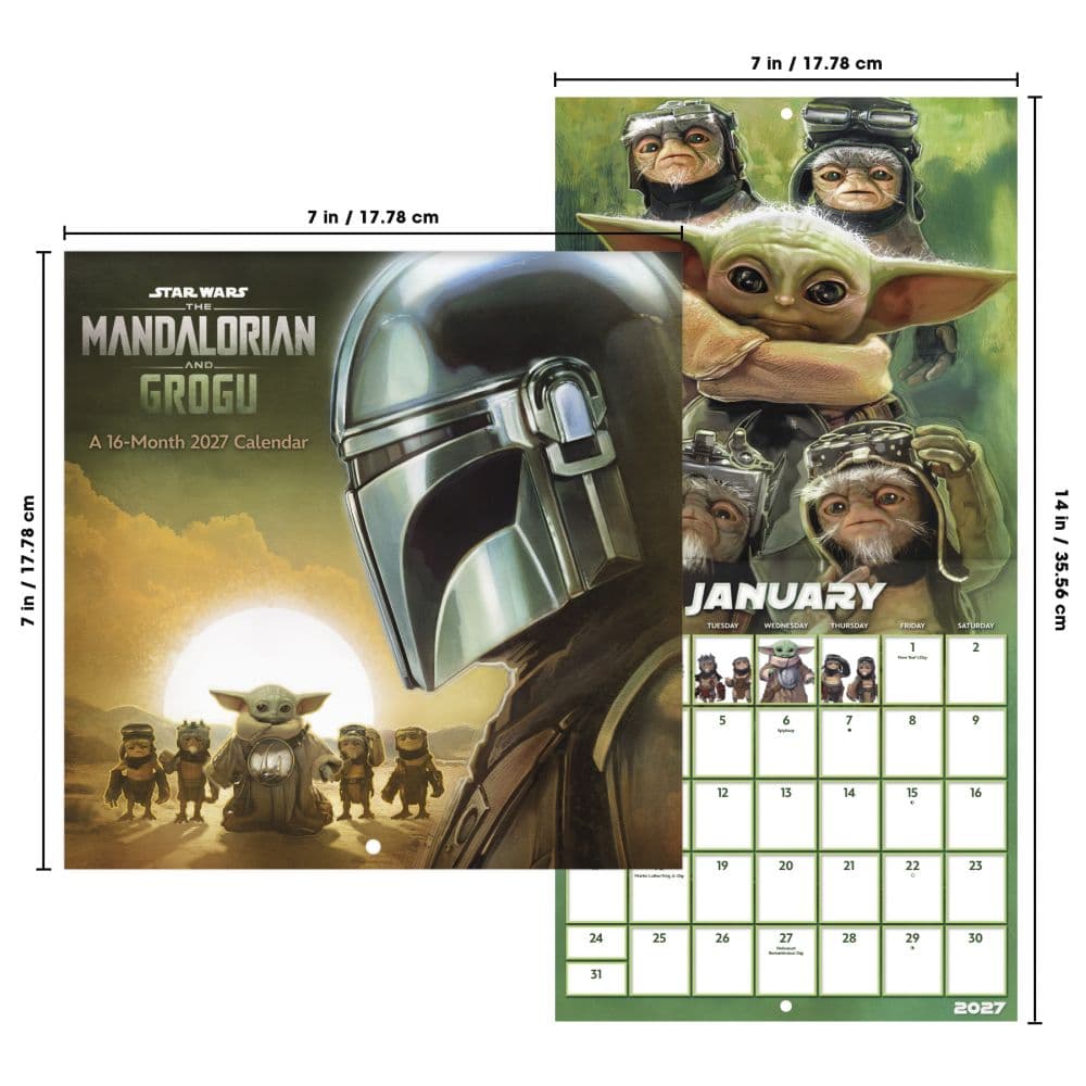 Star Wars Mandalorian Grogu 2027 Mini Wall Calendar Sixth Alternate Image