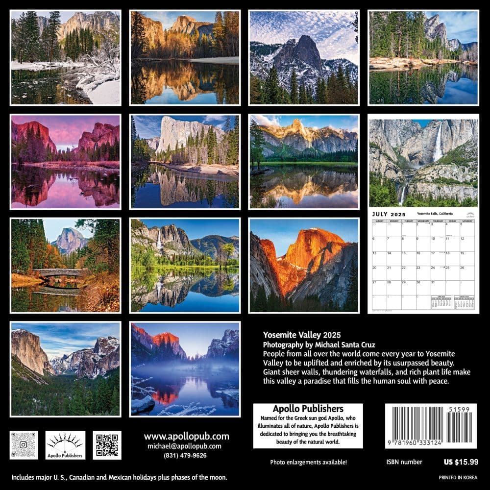 Yosemite Valley 2025 Wall Calendar First Alternate Image