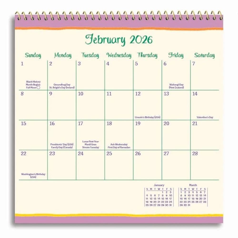 To My Granddaughter with Love 2026 Mini Wall Calendar Fifth Alternate Image