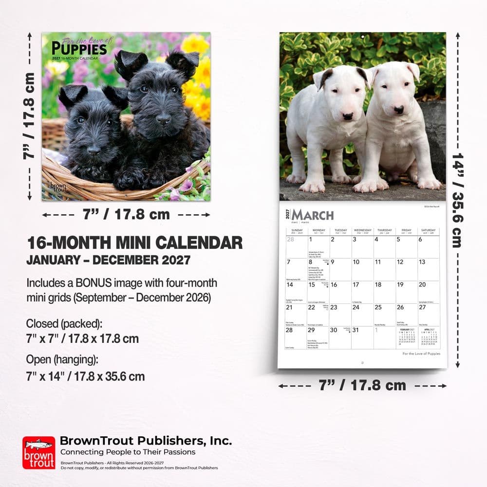 For the Love Puppies 2027 Mini Wall Calendar Sixth Alternate Image