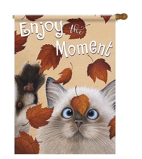Catching Leaves Large Flag by Lowell Herrero Main Image