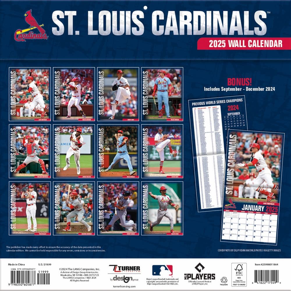 MLB St Louis Cardinals 2025 Wall Calendar First Alternate Image