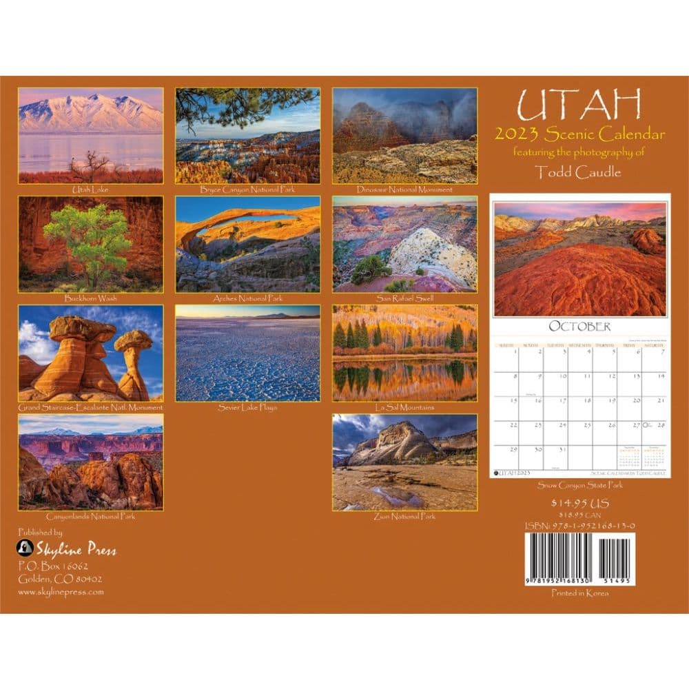 Utah Calendar 2023 Utah 2023 Wall Calendar - Calendars.com