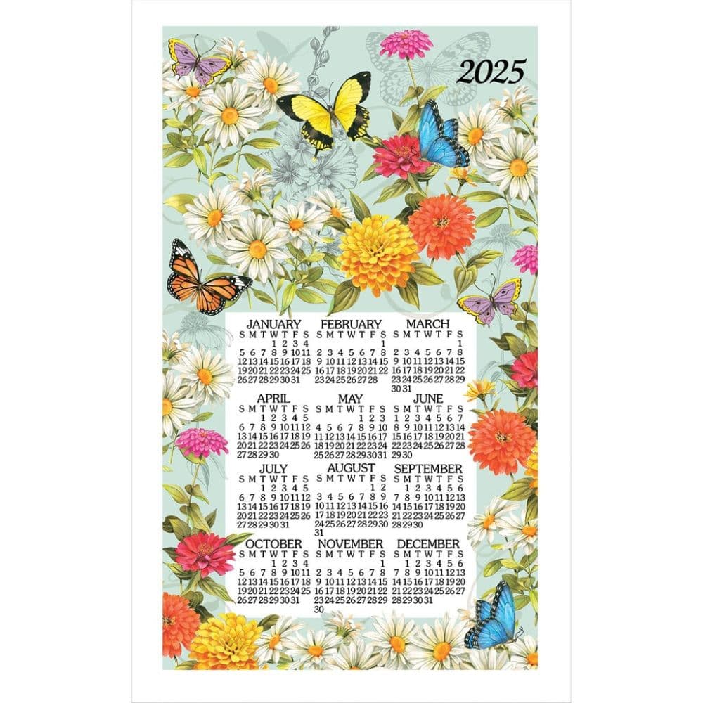 Butterfly Garden 2025 Calendar Towel