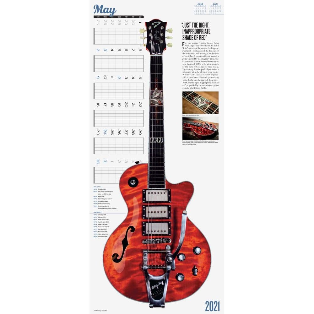 Guitars Wall Calendar