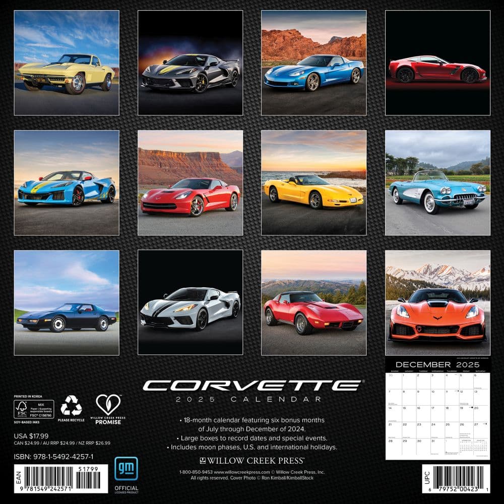 Corvette 2025 Wall Calendar - Calendars.com