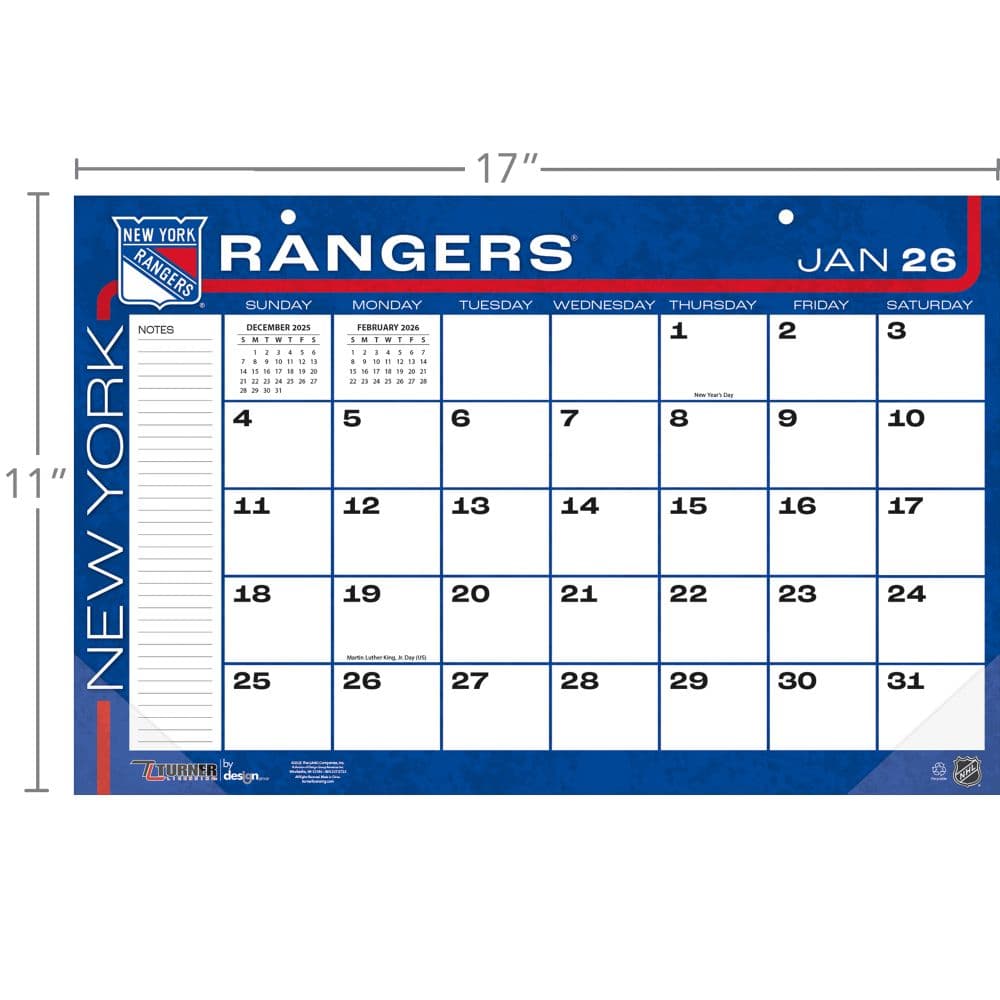NHL New York Rangers Small 2026 Desk Pad Third Alternate Image