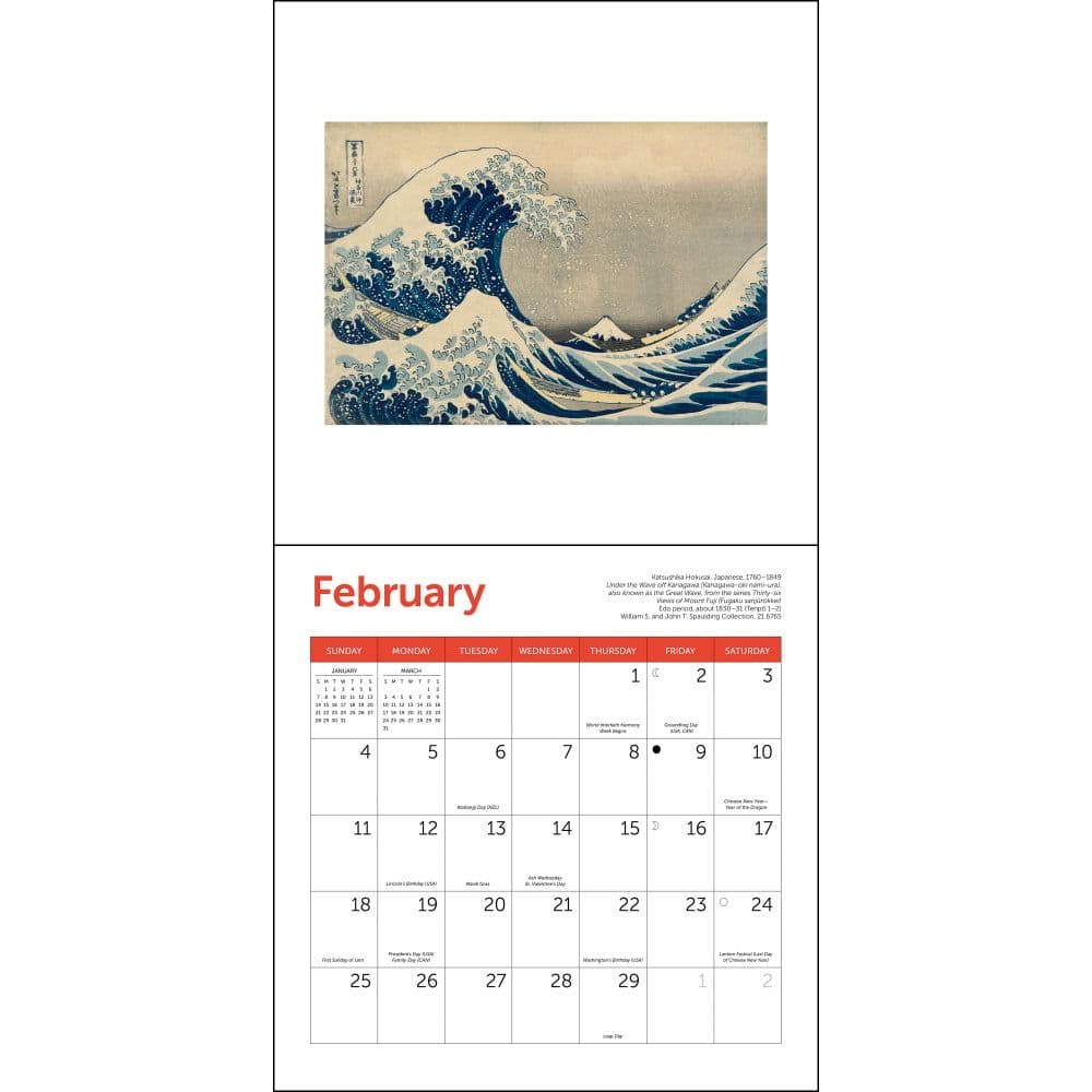 Japanese Woodblocks MFA 2024 Mini Wall Calendar