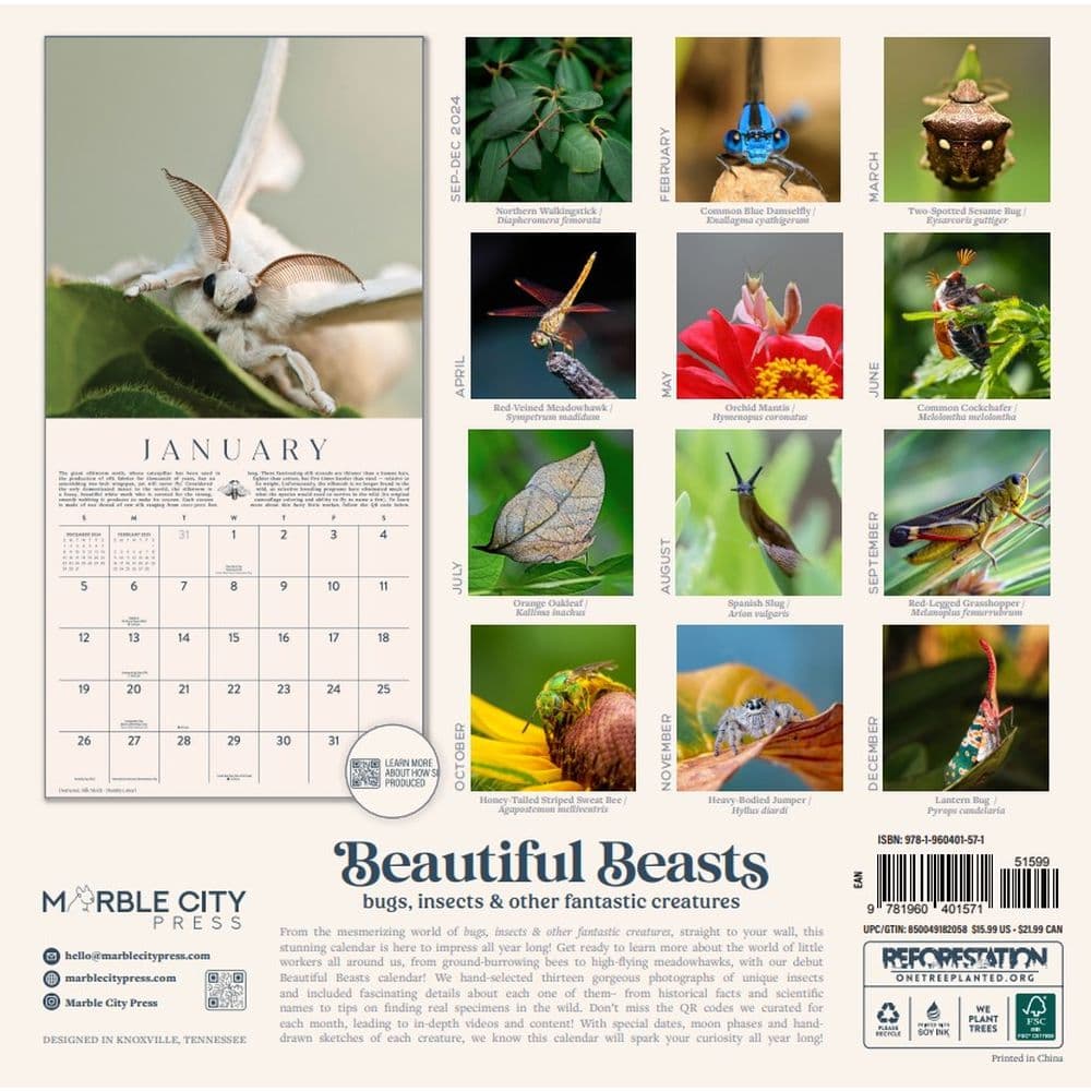 Beautiful Beasts 2025 Wall Calendar