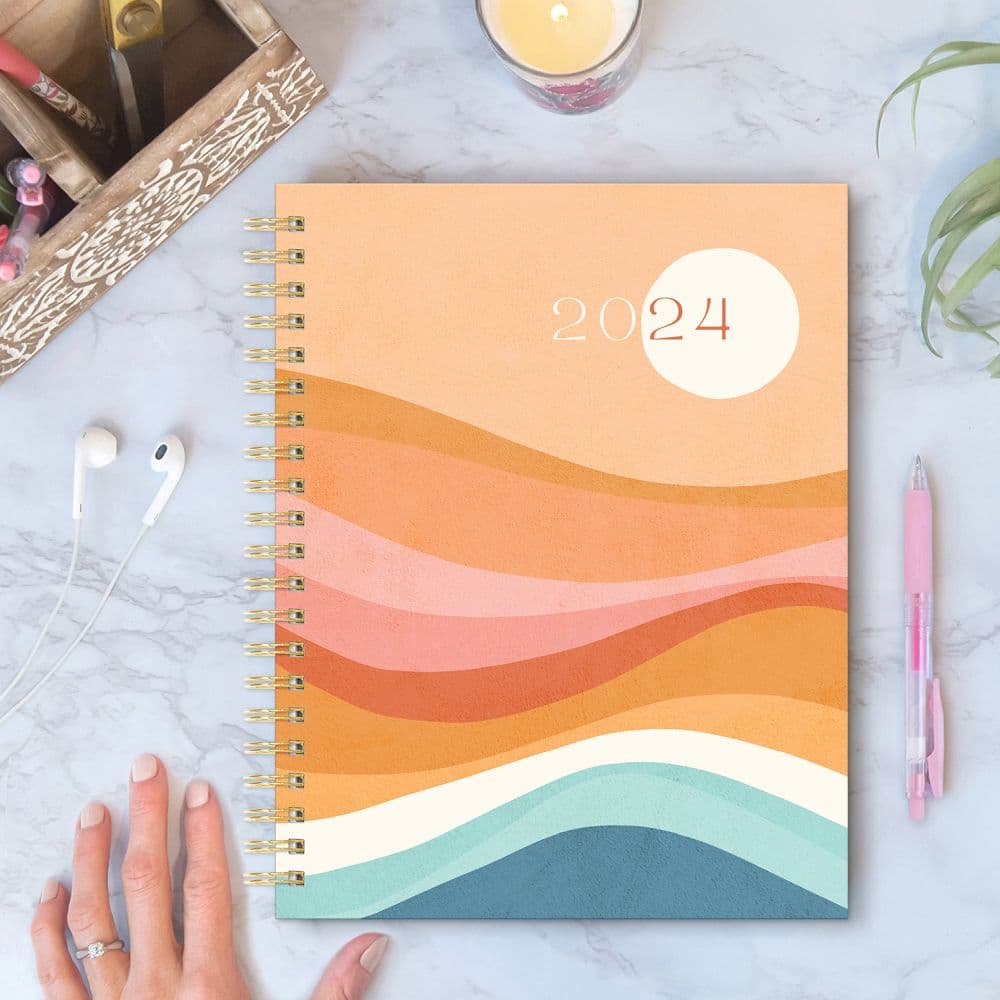 Rainbow Waves XL Spiral 2024 Planner