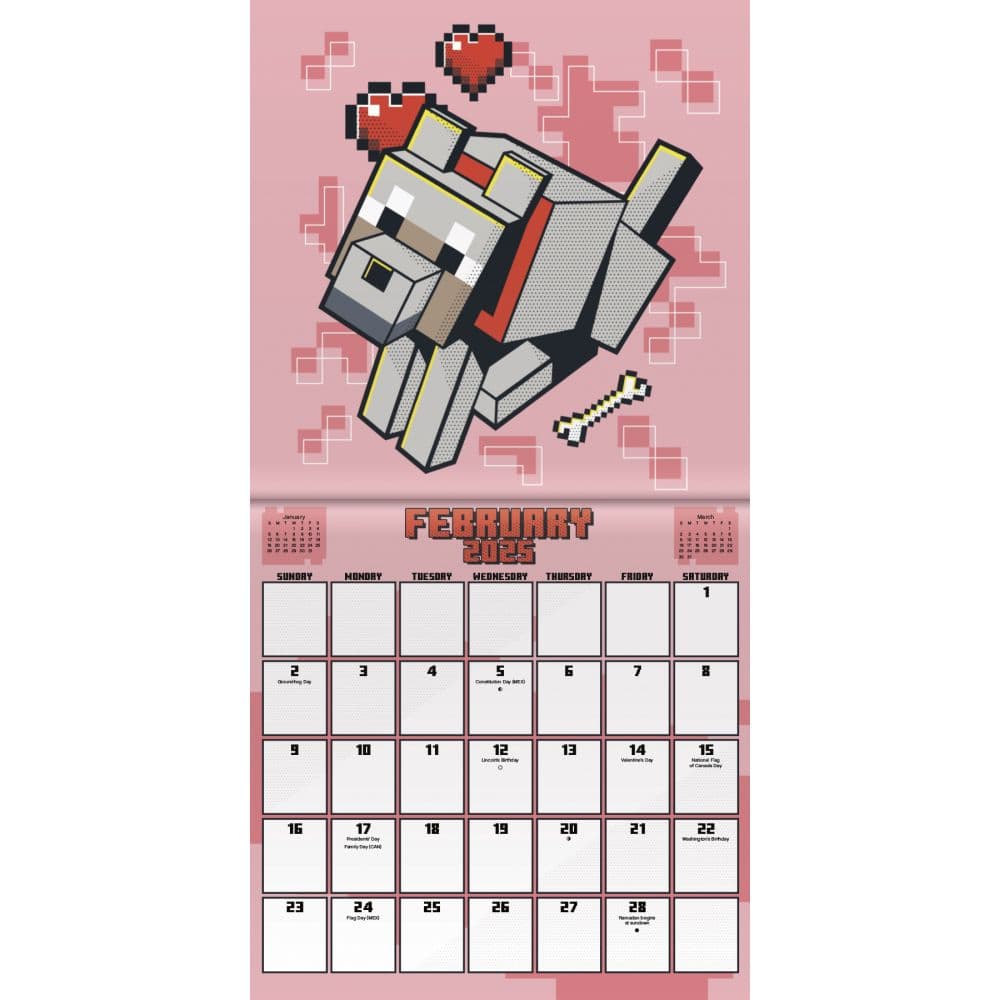 Minecraft 2025 Mini Wall Calendar Alt3